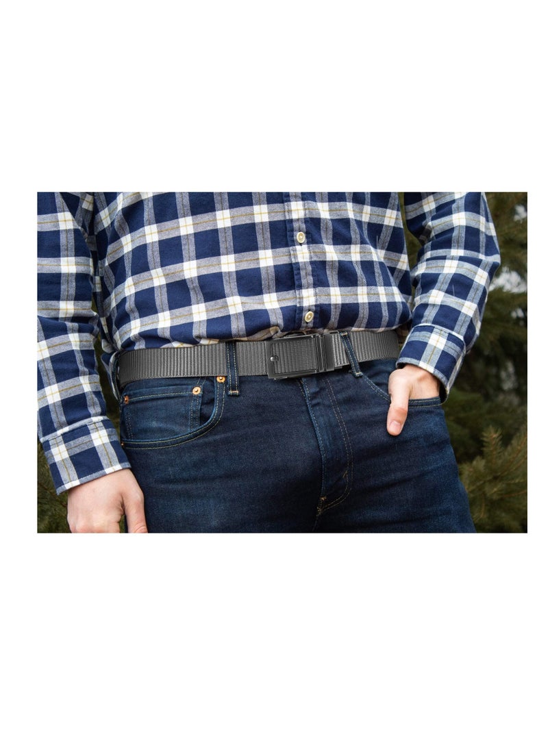 SYOSI Ratchet Belt for Men 2 Pack - Nylon Mens Belts Casual 1 3/8" - Outside Tail Golf Belt Easier to Tighten for Casual Golf Pants Jeans Shirt Oxfords（120 CM） - Image 5