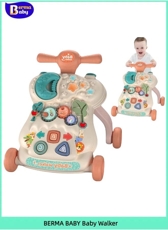 Berma Baby Walker for Baby, Baby Push Walker, Assemble as Scooter/Balance bike/Detachable Panel, Walking Toys for Infants 3-12 Months (Red)  - Image 1