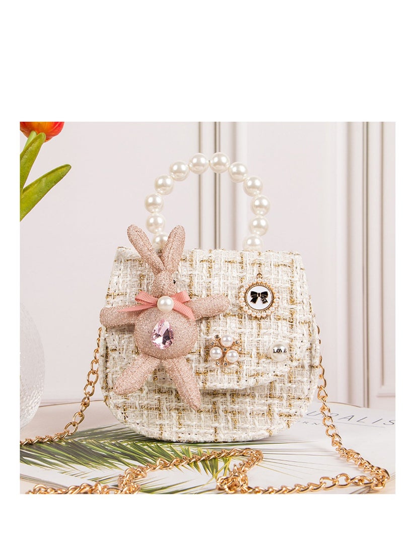 حقيبة يد صغيرة للفتيات الصغيرات على شكل تاج جميل وحقيبة يد متقاطعة بمقبض من اللؤلؤ وحقيبة يد صغيرة للفتيات على الكتف وحقيبة كروس بودي للأطفال الصغار - Image 1