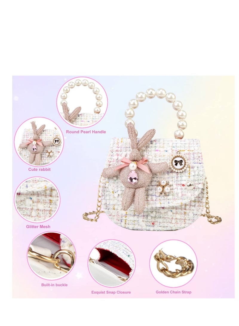 حقيبة يد صغيرة للفتيات الصغيرات على شكل تاج جميل وحقيبة يد متقاطعة بمقبض من اللؤلؤ وحقيبة يد صغيرة للفتيات على الكتف وحقيبة كروس بودي للأطفال الصغار - Image 5