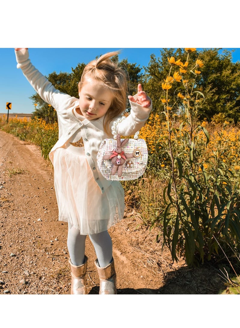 حقيبة يد صغيرة للفتيات الصغيرات على شكل تاج جميل وحقيبة يد متقاطعة بمقبض من اللؤلؤ وحقيبة يد صغيرة للفتيات على الكتف وحقيبة كروس بودي للأطفال الصغار - Image 2