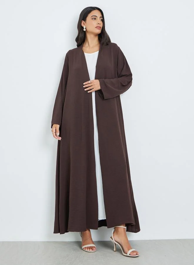 Amirah Brown Front Open Solid Abaya