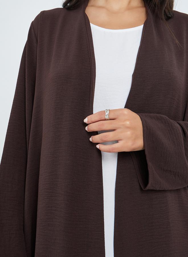 Amirah Brown Front Open Solid Abaya - Image 4