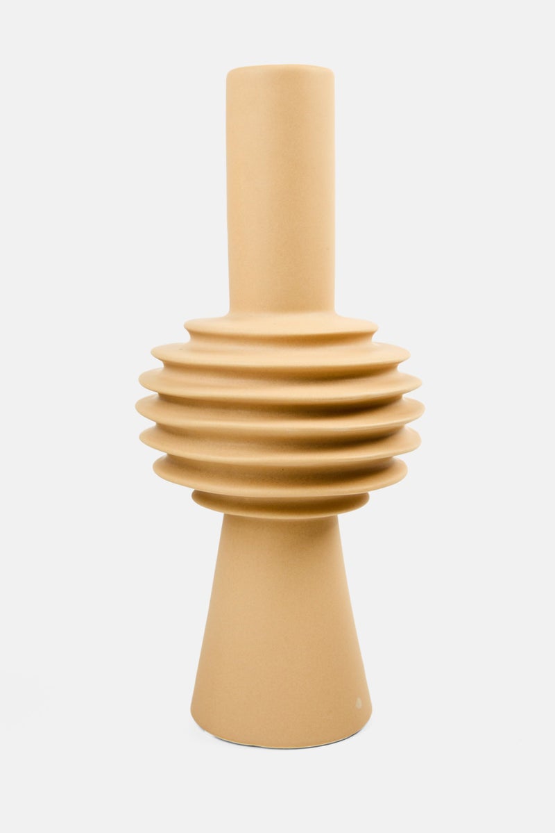 Muy Mucho Ceramic Vase 31 H x 15 D cm, Light Brown - Image 1