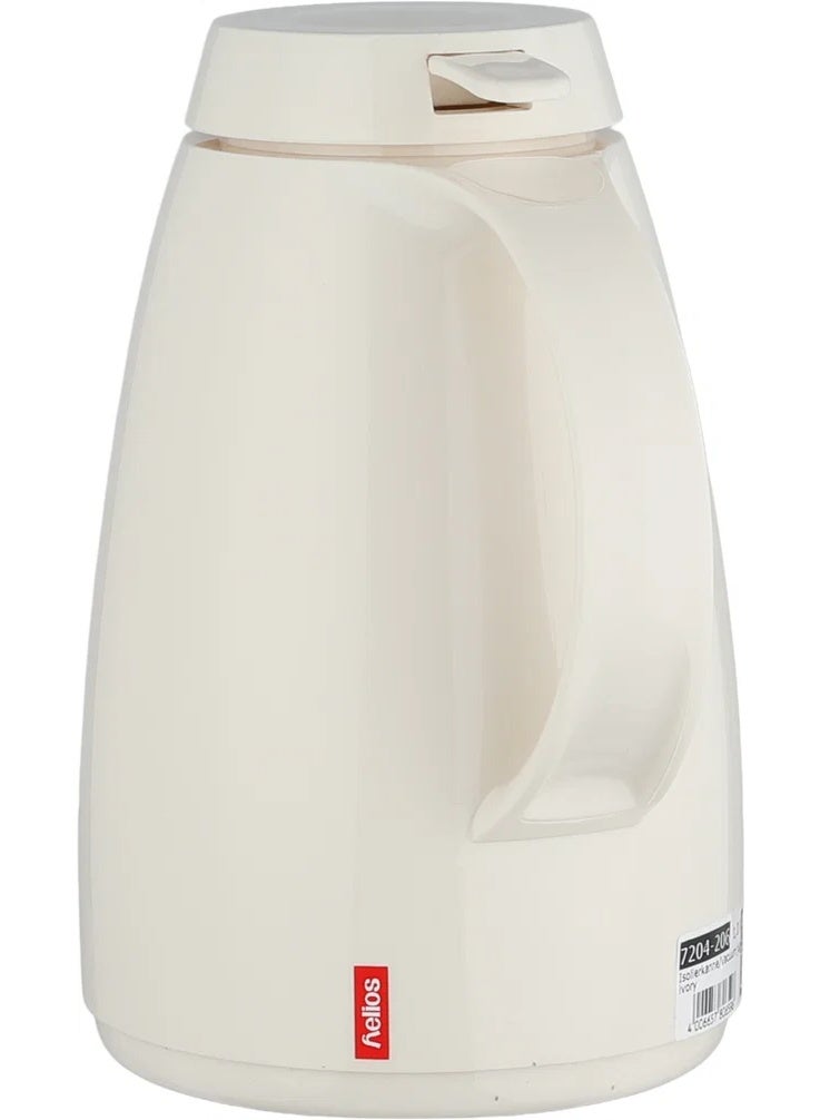 helios Thermos, 1.3 Liters, Glass Inner Container, Push Button - Creamy - Image 2