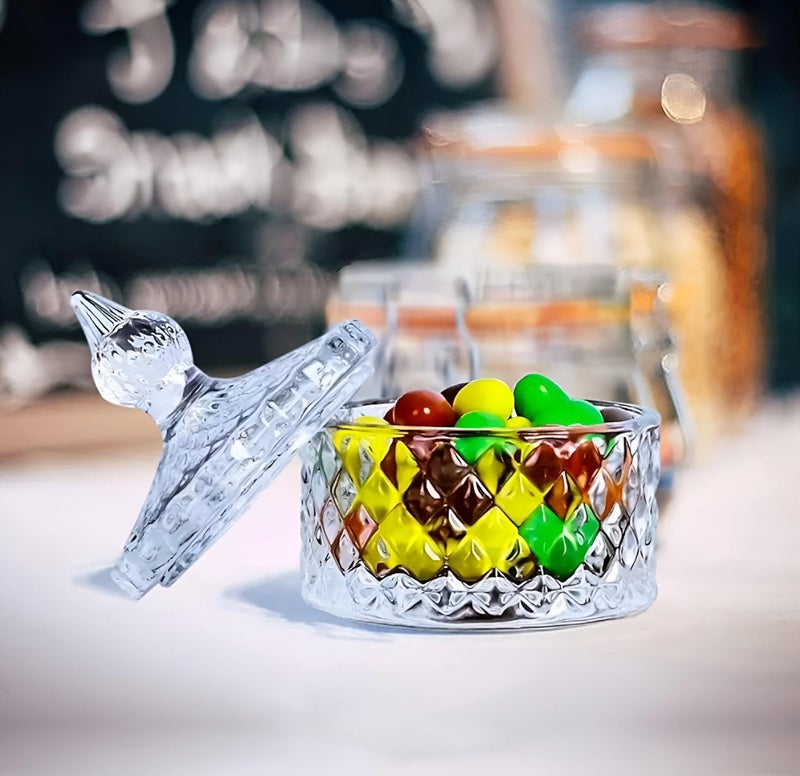 High-Quality Candy Dish - Unique glass container with a crystal cover, designed for easy access to your delicious treats while adding a chic element to your décor. - Image 1