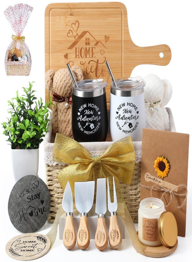 RimCereal House Warming Gifts Basket 21 Pieces Housewarming Gift for New Apartment Closing Gifts for Buyers Couples Women Men New Homeowners Gift Ideas Set(Home,Beige) - Image 1