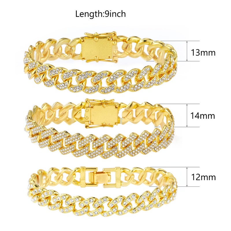 Jacruces 14K Gold Plated Ankle Bracelets for Women Cuban Link Anklets Plus Size Ankle Bracelet Layered Link Anklet Set Rhinestone Bling Anklets Jewelry for Women Gift Set - Image 3