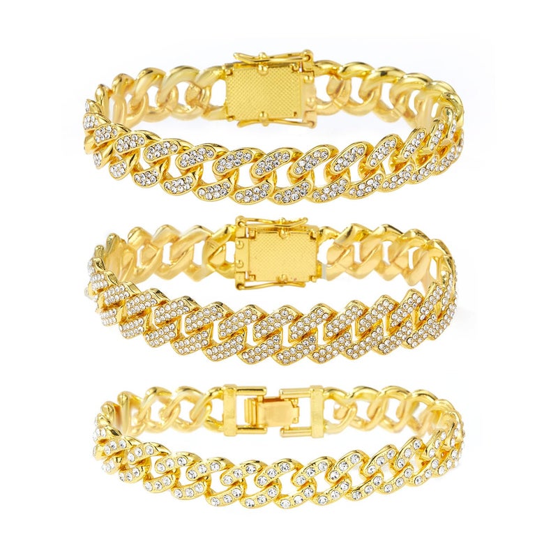 Jacruces 14K Gold Plated Ankle Bracelets for Women Cuban Link Anklets Plus Size Ankle Bracelet Layered Link Anklet Set Rhinestone Bling Anklets Jewelry for Women Gift Set - Image 1