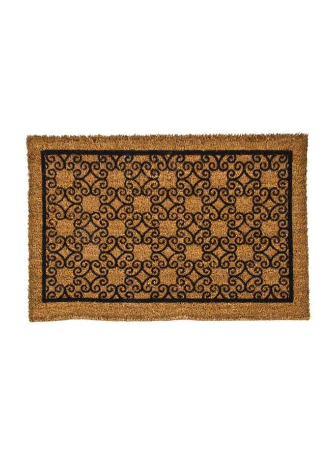 Rectangular Shaped Wrought Iron Border Entrance Door Mat Tan and Black 24 x 36 Inch 77FLPWI023