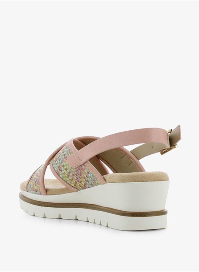 SJ Women's Cross Strap Sandals with Buckle Closure and Platform Heels  - Image 3