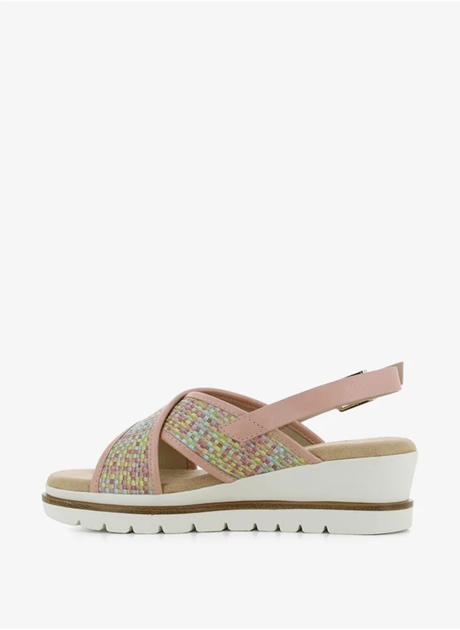 SJ Women's Cross Strap Sandals with Buckle Closure and Platform Heels