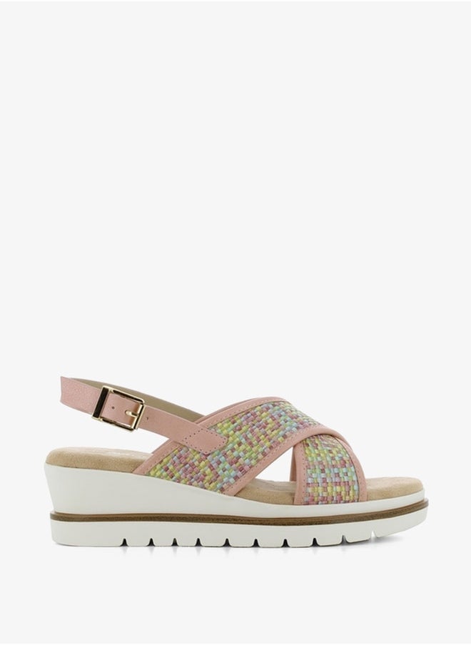 SJ Women's Cross Strap Sandals with Buckle Closure and Platform Heels  - Image 1
