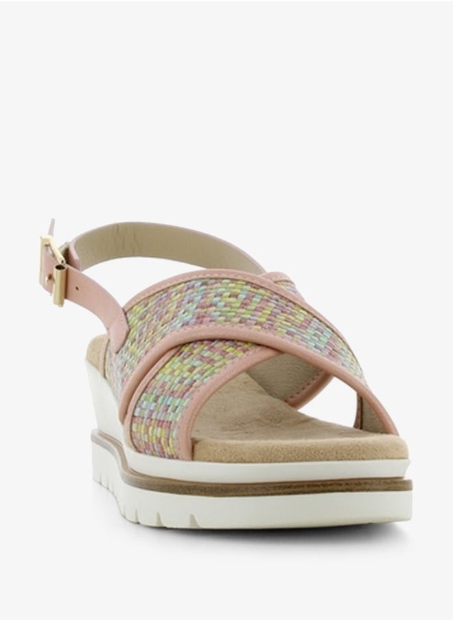 SJ Women's Cross Strap Sandals with Buckle Closure and Platform Heels  - Image 2