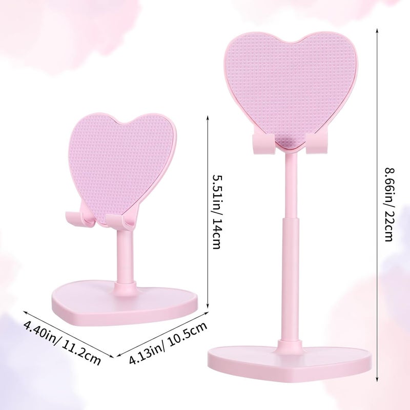 Vosarea Adjustable Heart Phone Stand: Rotating Cellphone Holder - Telescopic Desk Mount - Portable Cute Phone Holder for Office Home Video Use - Image 2