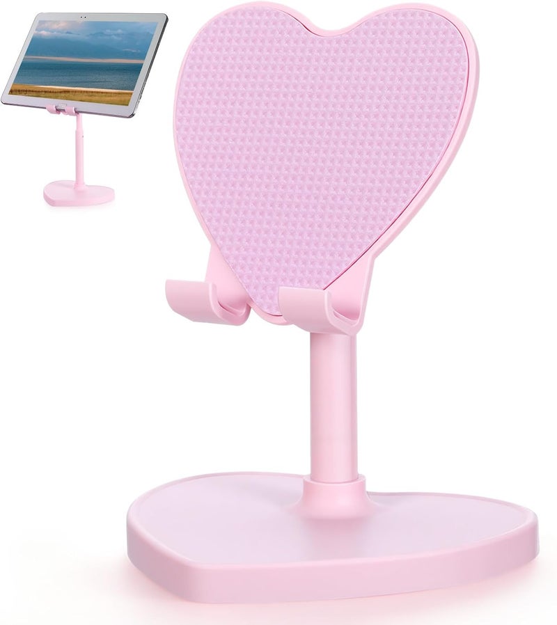 Vosarea Adjustable Heart Phone Stand: Rotating Cellphone Holder - Telescopic Desk Mount - Portable Cute Phone Holder for Office Home Video Use - Image 1