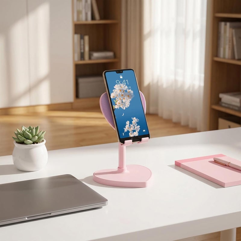 Vosarea Adjustable Heart Phone Stand: Rotating Cellphone Holder - Telescopic Desk Mount - Portable Cute Phone Holder for Office Home Video Use - Image 3