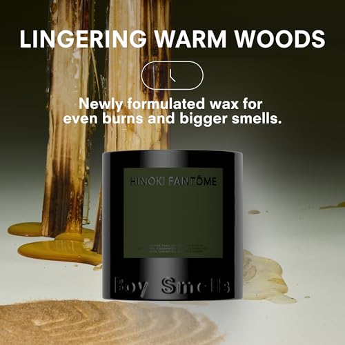 Boy Smells Hinoki Fantôme Scented Candles for Men and Women - 8.5 oz - Soy, Coconut Wax Candle Blend - Aromatic Candles for Home with Japanese Cypress, Jasmine and Smoked Amber - 50-Hour Burn - Cotton Wick - Image 3
