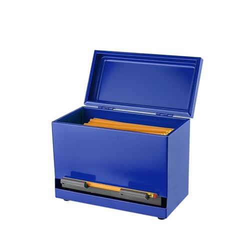 2Fold Pencil Dispenser for Classroom - Stainless Steel Bulk Pencil Holder for Desk - Includes Removable Label Stickers - Teacher Must Haves for Organization - Holds up to 200 Pencils (Blue) - Image 1