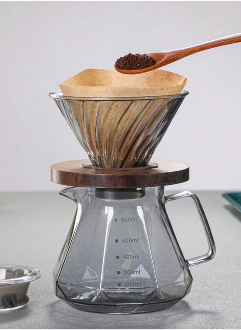 طقم تقطير v60 الة قهوة مكونة من قمع وسيرفر زجاجي