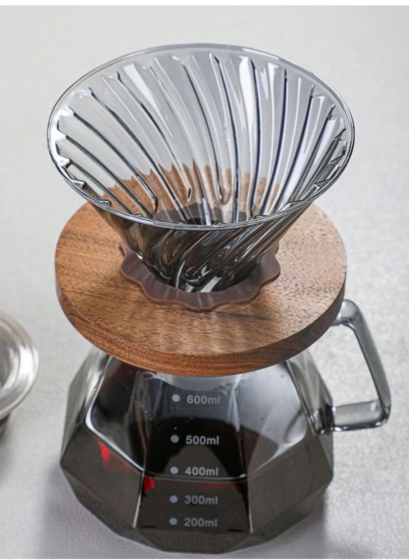 طقم تقطير v60 الة قهوة مكونة من قمع وسيرفر زجاجي