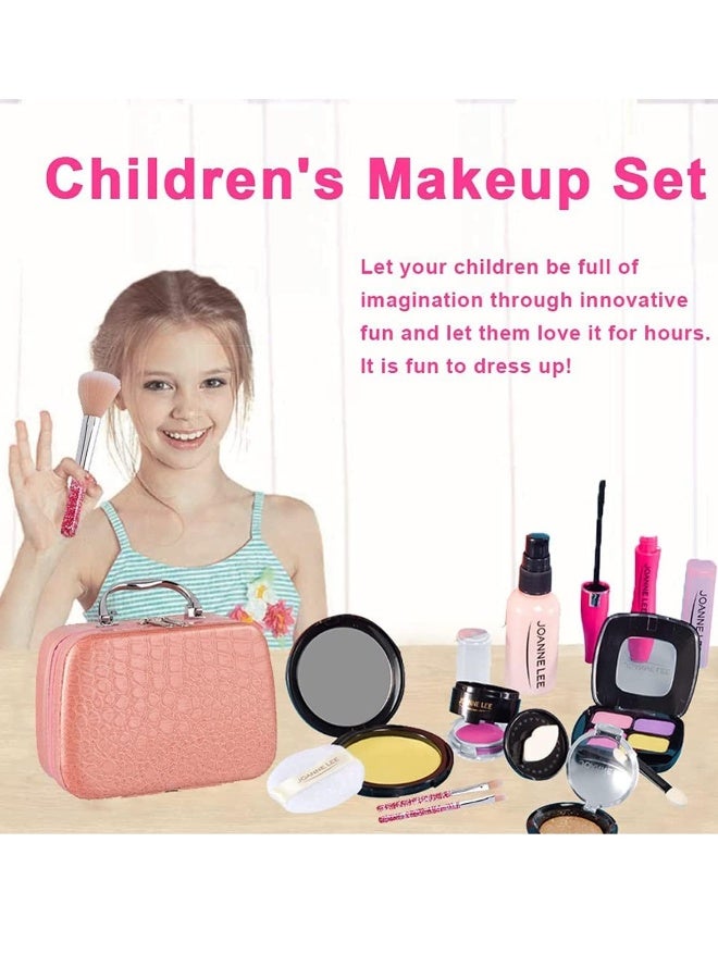 مجموعة مكياج مزيف للأطفال - لعبة تجميل للبنات لممارسة المكياج غير الحقيقي، ألعاب تجميل غير سامة هدية عيد ميلاد للبنات من 3-6 سنوات مناسبة للعب الأدوار وارتداء ملابس الأميرات. - Image 3