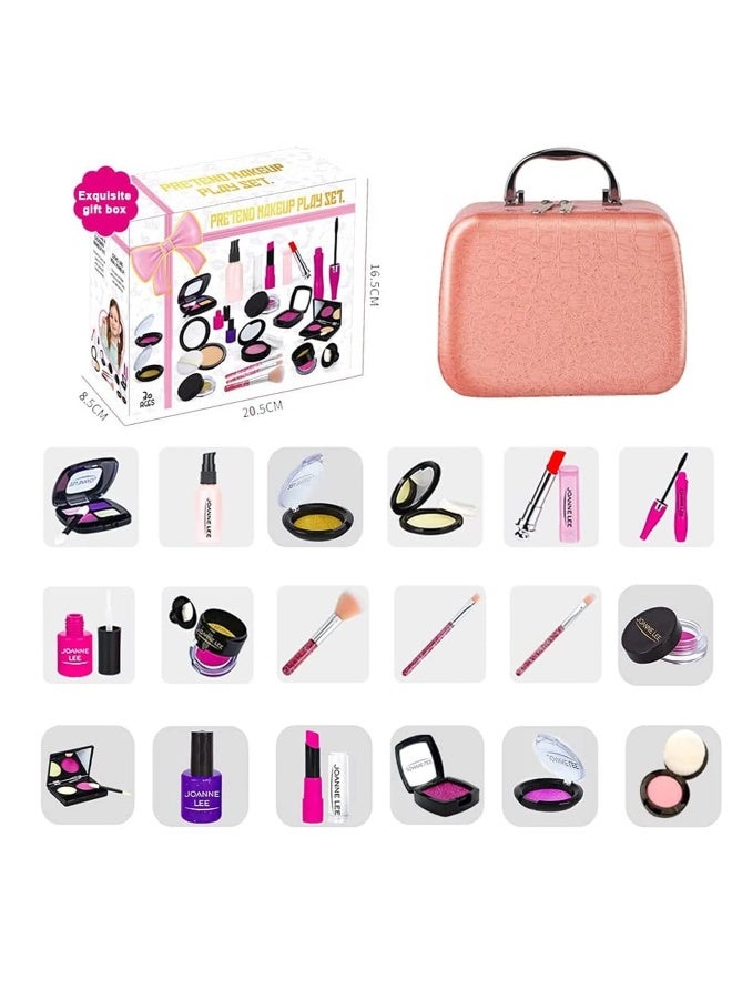 مجموعة مكياج مزيف للأطفال - لعبة تجميل للبنات لممارسة المكياج غير الحقيقي، ألعاب تجميل غير سامة هدية عيد ميلاد للبنات من 3-6 سنوات مناسبة للعب الأدوار وارتداء ملابس الأميرات. - Image 2