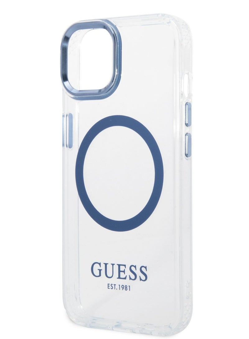 GUESS Outline Transparent MagSafe Case for iPhone 14 Plus - Blue - Image 4