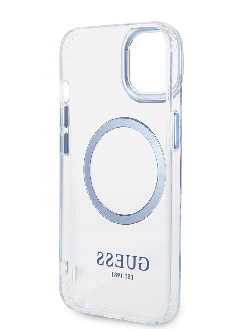 GUESS Outline Transparent MagSafe Case for iPhone 14 Plus - Blue - Image 5