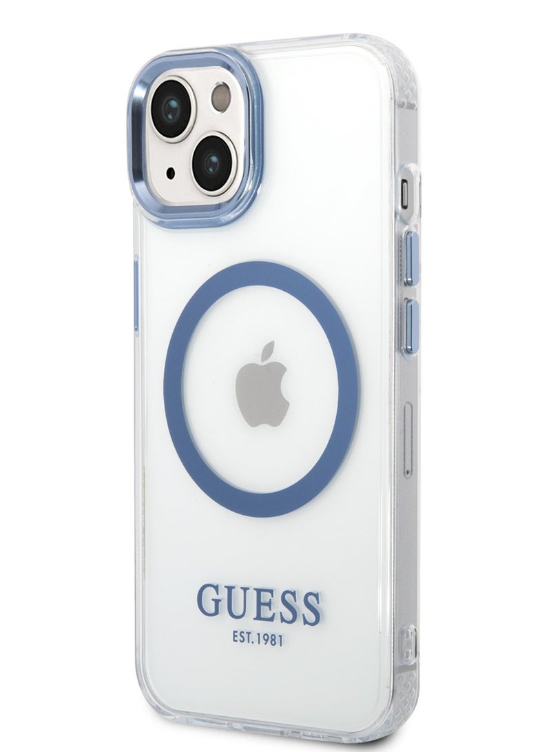 GUESS Outline Transparent MagSafe Case for iPhone 14 Plus - Blue - Image 3