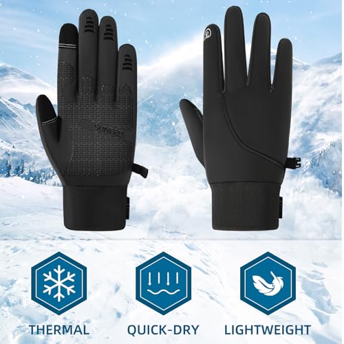 Suneed Winter Gloves for Men，Waterproof Thermal Gloves Cold Weather Running Gloves for Men Women, Touchscreen Men’s Winter Gloves for Running Cycling Hiking Driving (Black, Small) - Image 3