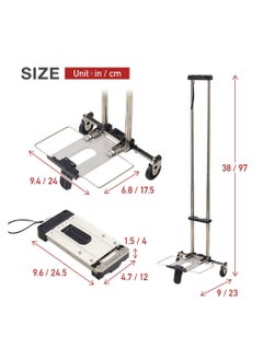 SYOSI Mini Folding Hand Truck, Dolly Cart with Ropes, Luggage Cart with 2 Wheels Loadable Up to 22lbs, Compact, Mini Lightweight for Travel/Auto/Moving/Office Use, Fits Most Backpacks  - Image 4