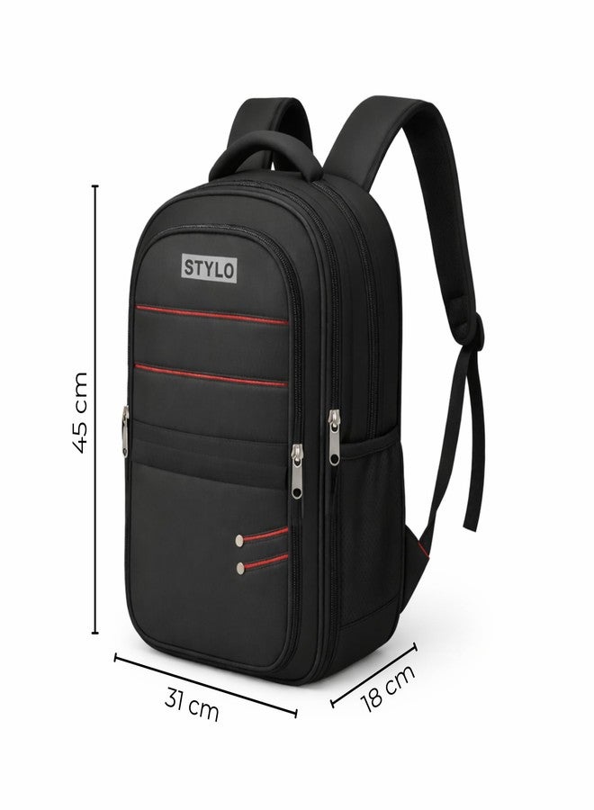 Stylo Laptop Backpack | Waterproof Business Travel Backpack for Men & Women | Lightweight Office, School Bag with Multiple Compartments, Smooth Zippers & Bottle Holders | Black - Image 5