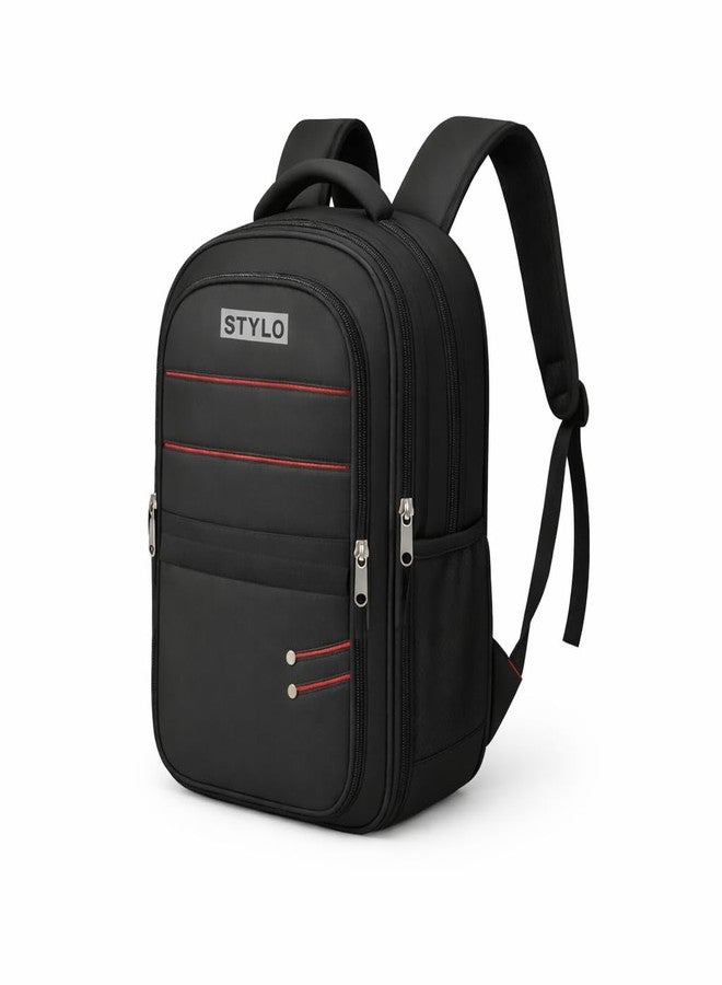 Stylo Laptop Backpack | Waterproof Business Travel Backpack for Men & Women | Lightweight Office, School Bag with Multiple Compartments, Smooth Zippers & Bottle Holders | Black - Image 2