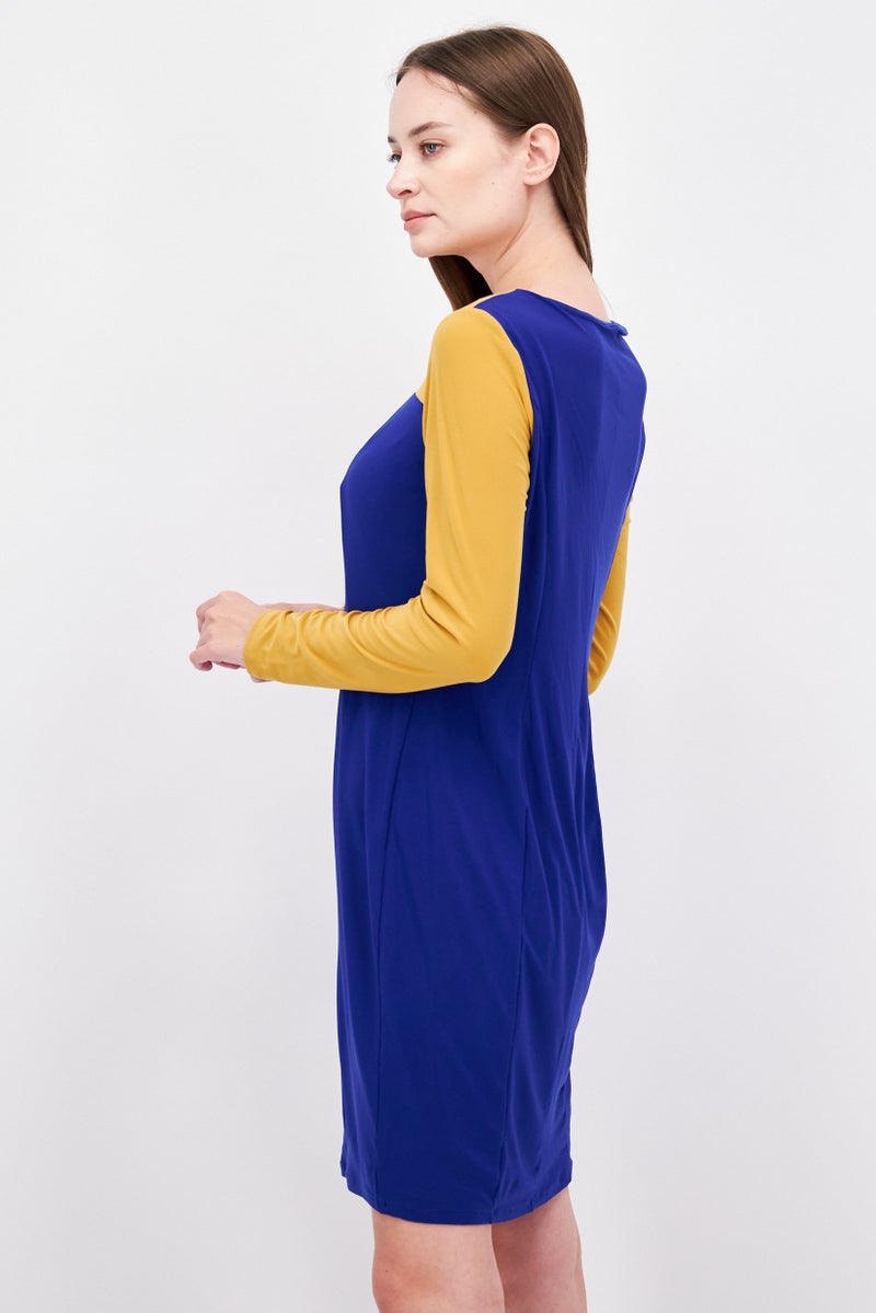 Kasper  Women Colorblock Sheath Dress, Blue - Image 3