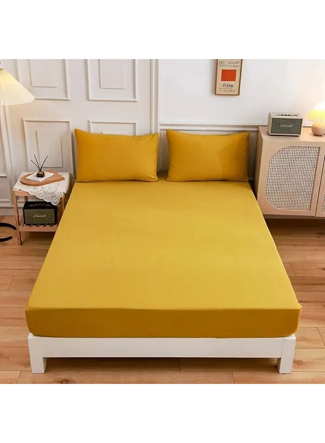 Ginger Colored 3 Piece Bed Sheet Set 100 Polyester Breathable Fabric Deep Pocket 55x79 Inches - Image 1