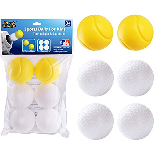 iPlay, iLearn iPlay iLearn Pitching Machine Baseball Tennis Plastic Replacement Balls Sports Training Ball 6Pcs Set Outdoors Game Set Active Learning Gift Age 4 5 6 7 8 Year Olds Kids Boys Girls - Image 1