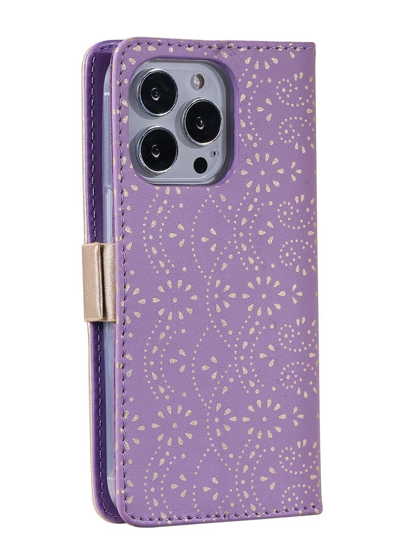 Suteni Lace Zipped Protective Leather Flip Cover Card Slots Phone Case for iPhone - Image 2