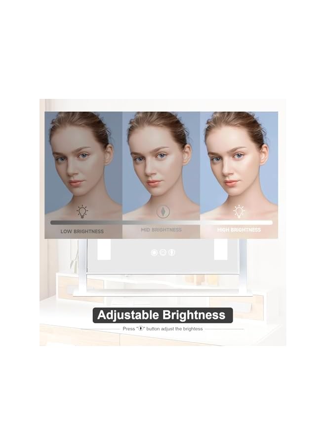 The Bros Vanity Mirror with Lights, 3 Lighting Modes Makeup Mirror by Smart Touch Control, 360° Rotation Hollywood Makeup Mirror with Lights,Explosion Proof Light up Desk Mirror (White) - Image 3