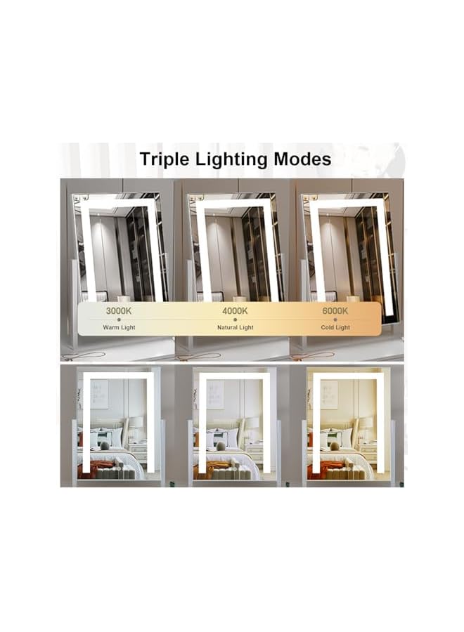 The Bros Vanity Mirror with Lights, 3 Lighting Modes Makeup Mirror by Smart Touch Control, 360° Rotation Hollywood Makeup Mirror with Lights,Explosion Proof Light up Desk Mirror (White) - Image 2