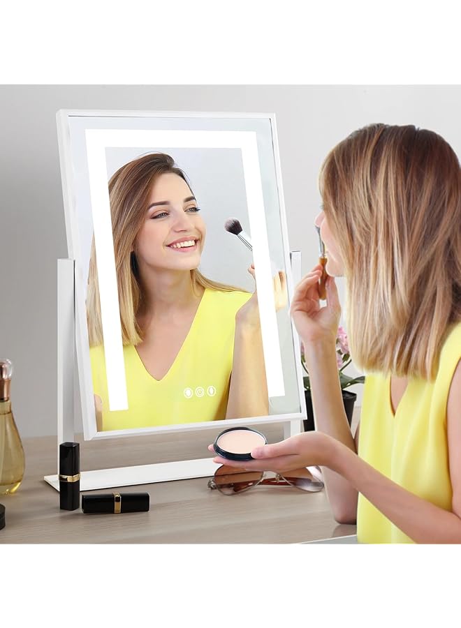 The Bros Vanity Mirror with Lights, 3 Lighting Modes Makeup Mirror by Smart Touch Control, 360° Rotation Hollywood Makeup Mirror with Lights,Explosion Proof Light up Desk Mirror (White) - Image 1