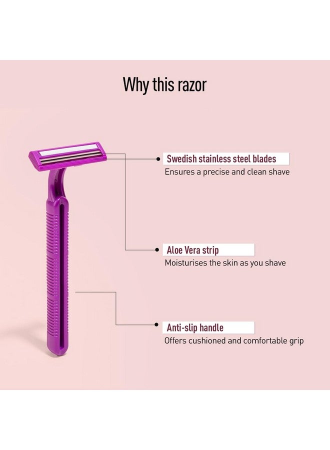 Sirona Razor For Women Hair Remover For Women Body Razor For Women Women Razor With Aloe Boost For Arms Legs Bikini Razor For Women 2Blade Shaving Razor Women Disposable (Pack Of 3) - Image 4