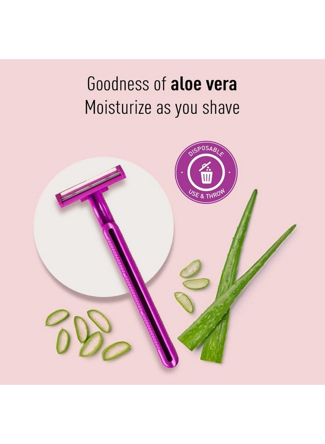 Sirona Razor For Women Hair Remover For Women Body Razor For Women Women Razor With Aloe Boost For Arms Legs Bikini Razor For Women 2Blade Shaving Razor Women Disposable (Pack Of 3) - Image 2