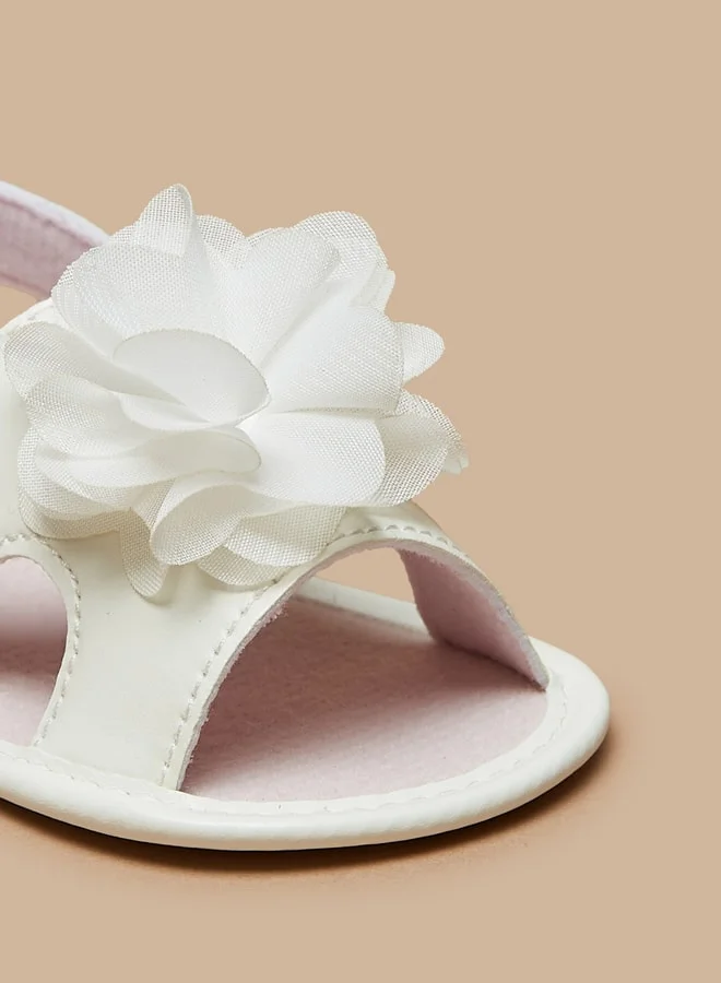 فلورا بيلا من شو إكسبرس Girl's Floral Applique Backstrap Booties With Hook And Loop Closure