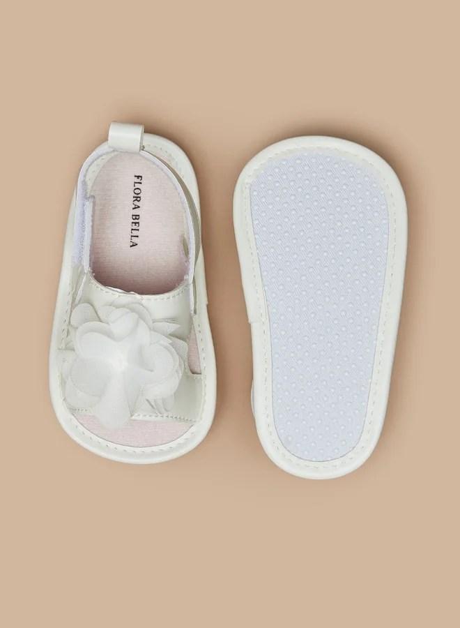 فلورا بيلا من شو إكسبرس Girl's Floral Applique Backstrap Booties With Hook And Loop Closure