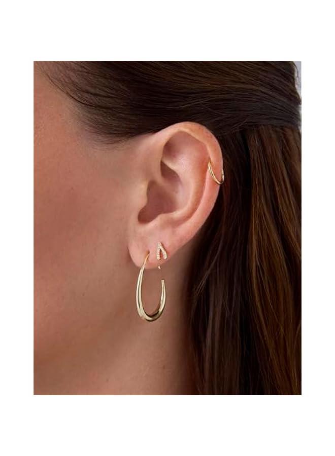PAVOI 14K Gold Plated Titanium Clicker Hoop Earrings for Women Men | Hinged Huggie Earring | Cartilage Helix Nose Ring Tragus Rook Septum Piercing Jewelry 16-18-20 Gauges - Image 2