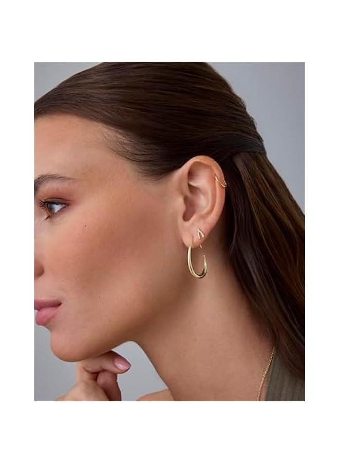 PAVOI 14K Gold Plated Titanium Clicker Hoop Earrings for Women Men | Hinged Huggie Earring | Cartilage Helix Nose Ring Tragus Rook Septum Piercing Jewelry 16-18-20 Gauges - Image 4