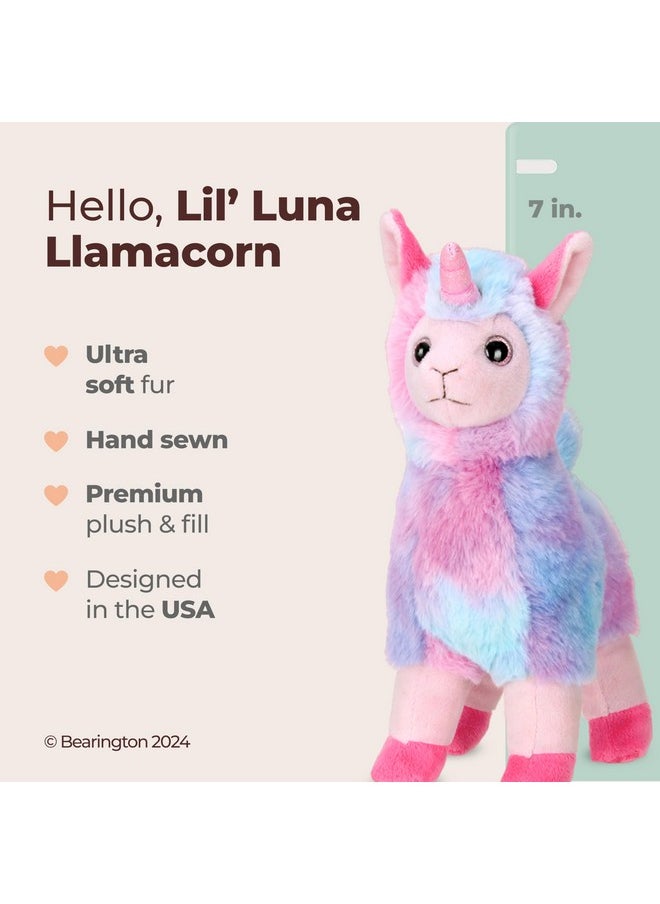 بيرنجتون كوليكشون دمية لاما كورن قوس قزح من Bearington Lil' Luna، حيوان لاما محشو مقاس 7 بوصات  - Image 2