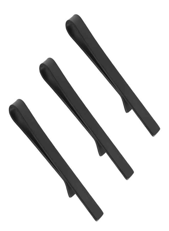 Roctee Skinny Tie Clip, 3 Pack Tie Bar Tie Clips For Men Low-Key Matte Black Elegant Necktie Pinch Clips Slim Tie Accessories For Business Meeting Graduation Ceremony Wedding Anniversary Party - Image 1