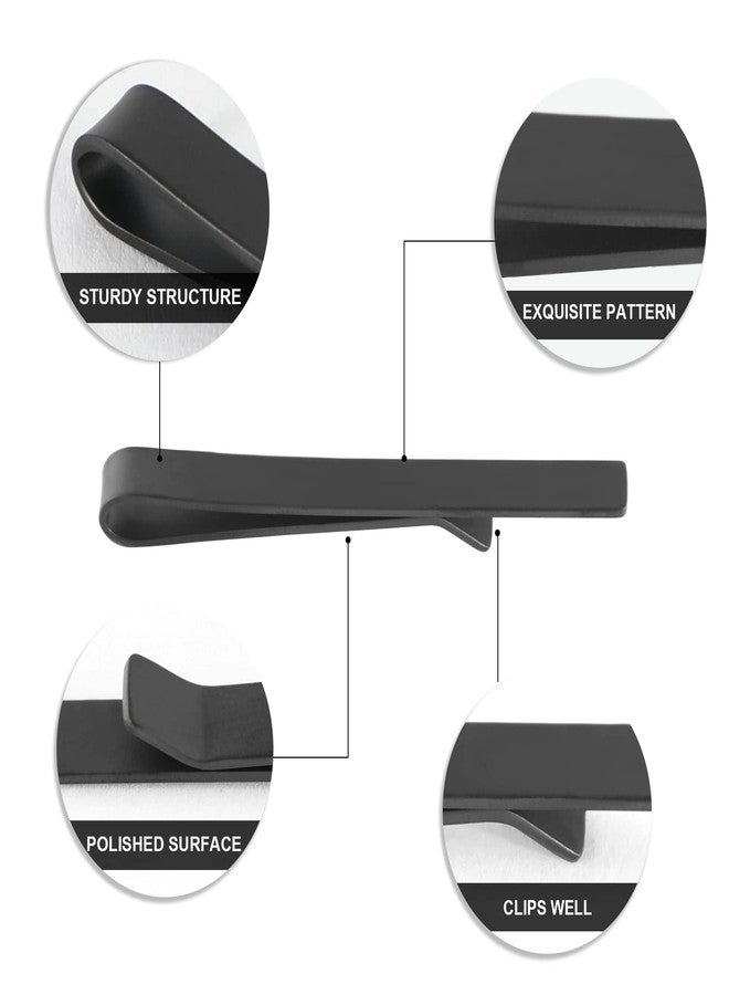 Roctee Skinny Tie Clip, 3 Pack Tie Bar Tie Clips For Men Low-Key Matte Black Elegant Necktie Pinch Clips Slim Tie Accessories For Business Meeting Graduation Ceremony Wedding Anniversary Party - Image 3